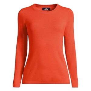 Lands’ End Cashmere Sweater Orange Red Crew‎ Neck Large